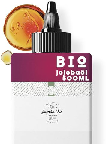 500ml BIO Jojobaöl, Kaltgepresst, Rein - 100% Natürliche Pflege für Haut, Haare, Gesicht, Bart - Pflanzliche Plastikflasche - Abgefüllt in Frankreich