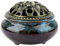 Brûleur d'Encens en Céramique, Porte-Encens en Céramique avec Encensoir en Porcelaine en Calebasse en Laiton pour Ornement de Salon de Thé(Jewerly Blue)