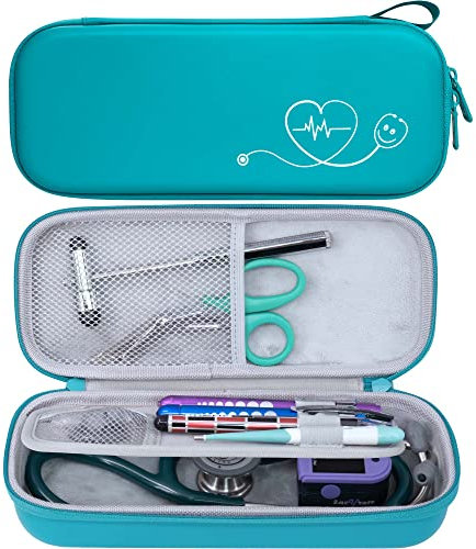 ButterFox Stethoskop-Tasche mit Trennwand und ID-Slot, passend für 3M Littmann Classic III, Lightweight II S.E, Cardiology IV Diagnostic und MDF Stethoskop, PU, Blaugrün