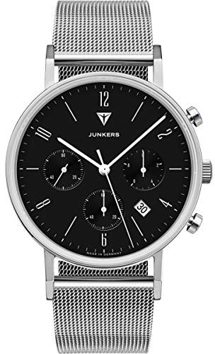 Junkers Dessau Analog Quarzuhr Chronograph Edelstahlarmband Saphirglas schwarz 9.19.01.02.M