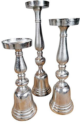 Kerzenständer Kerzenhalter Aluminium Silber Groß Raw - Kerzenleuchter Modern für Stumpenkerzen - XL 3 Größen 40 cm, 50 cm oder 60 cm (15x15x60 cm)
