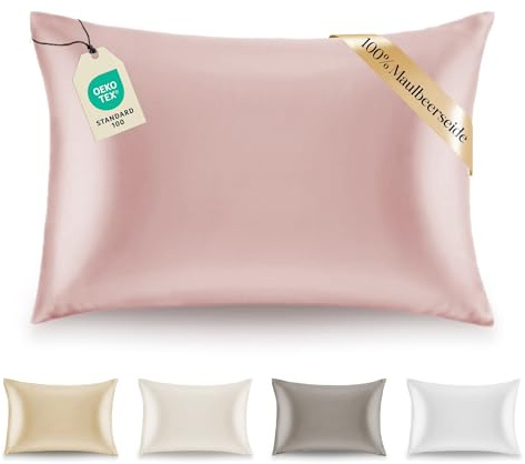 Kissenbezüge Seide - 40x80 cm - Gewicht 19 Momme 100% Reine Maulbeerseide Doppelseitig - Seidenkissenbezug für Haar und Haut, Anti-Aging, Anti-Bettwanzen - Weiches Rosa