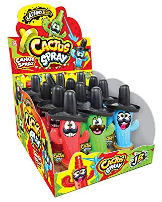 Johny Bee Kaktus gefüllt mit Süßigkeiten - Candyspray/ Flüssigbonbon (DISPLAY 12 x 25 ml)