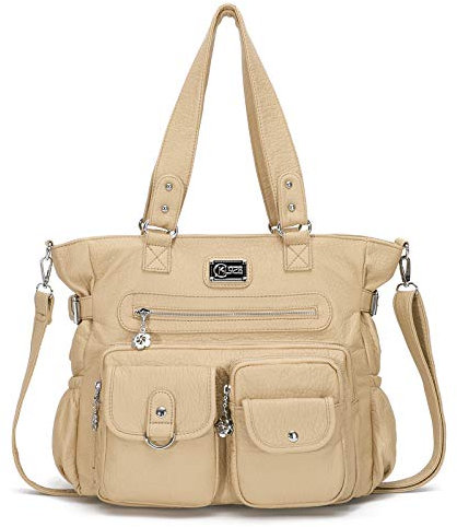 KL928 Handtasche Damen Tasche Umhängetasche Schultertasche Damentaschen gross für Damen Frauentasche PU Leder Damenhandtasche mit vielen Fächern (beige)