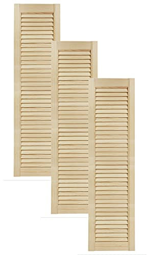 DecoMeister Lamellentüren aus Holz Massivholz Lamellentür Holztür Schranktür mit offenen Lamellen für Kleiderschrank Möbelfronten 294x1100 mm 3-er Pack