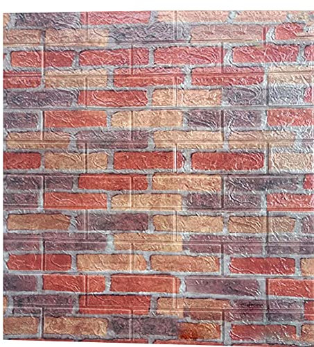 XiinxiGo 3D Imitation Brique Stickers Muraux, Décoration de Noël DIY Papier Peint Décoratif Auto-Adhésif Imperméable pour Chambre Maison Cuisine,Rouge 2,4Pièce(70 * 77 CM *4MM)