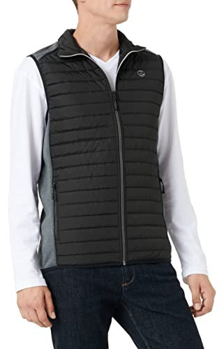 JACK&JONES Herren JJEMULTI Bodywarmer Collar NOOS Steppweste, Black/Detail:Grey Melange Contrast, S