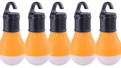 Camping Lights,5Pcs LED Camping Tent Light Outdoor Battery Operated Portable Hanging Tent LED Light Fishing Lantern Lamp (Orange)