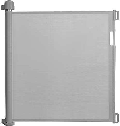 NAIZY Treppenschutzgitter Rollo Ausziehbar Türschutzgitter 87 x 0-150 cm Absperrgitter Treppenschutzrollo Baby Türschutzrollo Geeignet für Treppen Türen Innen & Außen, Grau