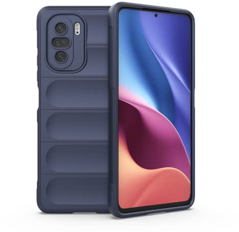 RankOne Airbag Funda de Silicona Líquida para Poco F3 / Poco F3 5G / Xiaomi MI 11i (6.67 Inches) - Azul Oscuro