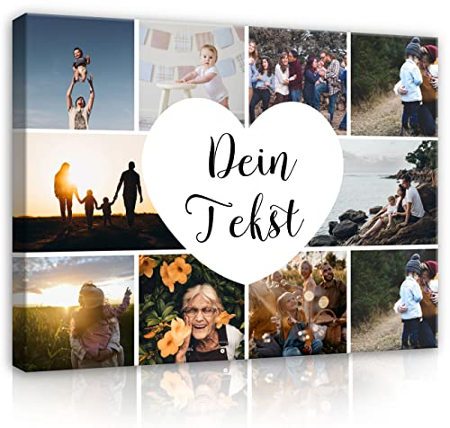 WallArena Ihr Foto auf Leinwand 100x75 cm - Fotocollage 10 Fotos - Leinwandbild Canvas Ihr eigenes Wandbild mit Wunschmotiv Personalisiertes Geschenk Kunstdruck