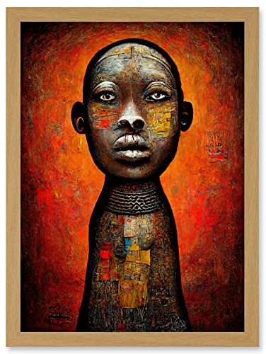 Doppelganger33 LTD Modern African Oil Ceremonial Statue Artwork Framed Wall Art Print A4