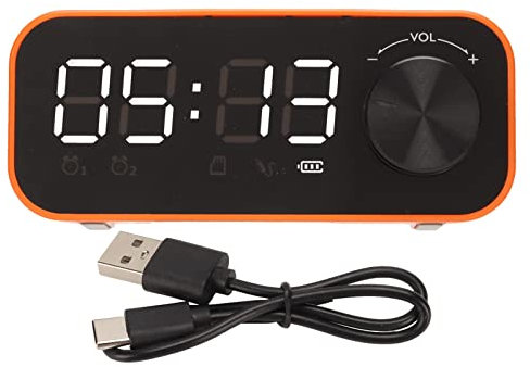 Bestalice Radio-réveil avec Haut-parleur Bluetooth, Mini-réveil Bluetooth Portable avec Basses Lourdes avec Affichage LED, Réveil Musical Multifonctionnel pour Chambre à Coucher(orange)