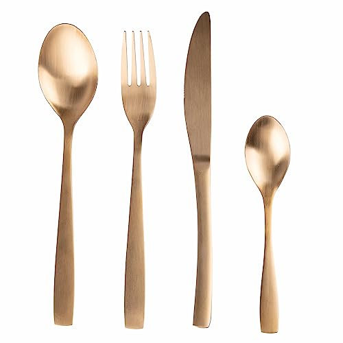 Set 16 posate Manhattan in acciaio inox 18/0, oro satinato