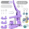 Máquina de Insignias de 25+32+58 mm Button Maker Machine 300 Juegos de Insignias de Plástico, Zimiking con 10 Abridores de Botellas, 10 Juegos de Llaveros, Moldes y Cortador de Papel Redondo (Púrpura)
