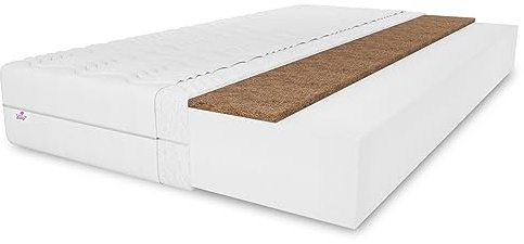 MARPUR Schaummatratze 120x200 Kokos sylver, H3/H4, Weiß, Höhe 20 cm | Matratze 120x200, Kokosmatte, hypoallergener Bezug, 2-seitig