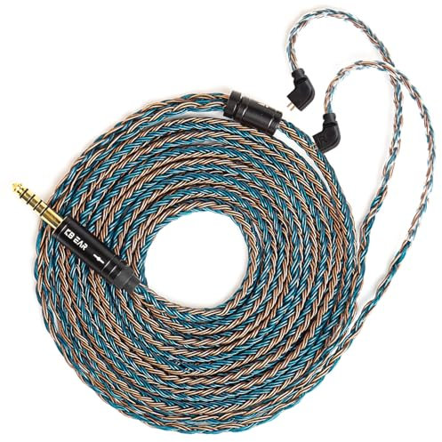 KBEAR ST16 Plus abnehmbares IEM-Kabel, 16-adrig, 5 N, OCC, versilbert, langes In-Ear-Kopfhörerkabel für HD414, HD650, HD600, Tin Audio T2, T2, Pro, T3, T5, Westone, TFZ, Kinera, Shozy Simgot (TFZ 4,4