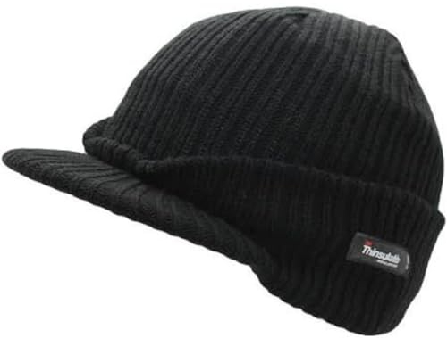 Thinsulate Schirmmütze Strickmütze Wintermütze Stretch Knit Arbeit Freizeit Outdoor Fleece gefüttert Einheitsgröße, Schwarz , Einheitsgröße