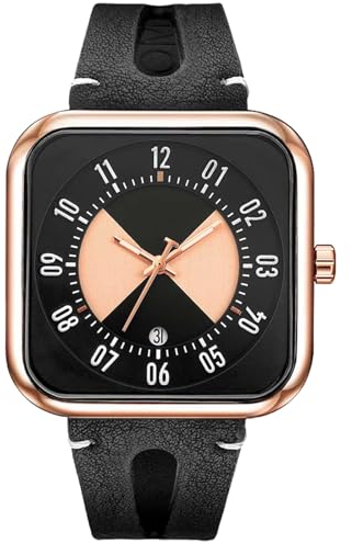 CIVO Herrenuhr Lederarmband Schwarz Analog Uhren: Wasserdicht Eckig Groß Quarz Armbanduhr Herren mit Roségold Ziffernblatt