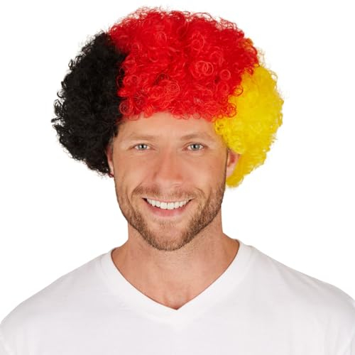 JUNG Stirnband Perücke Deutschland Fussball EM 2024 Fan, Europameisterschaft Fanartikel Frauen & Männer, Fanpaket, Schwarz Rot Gold Flagge, Damen und Herren