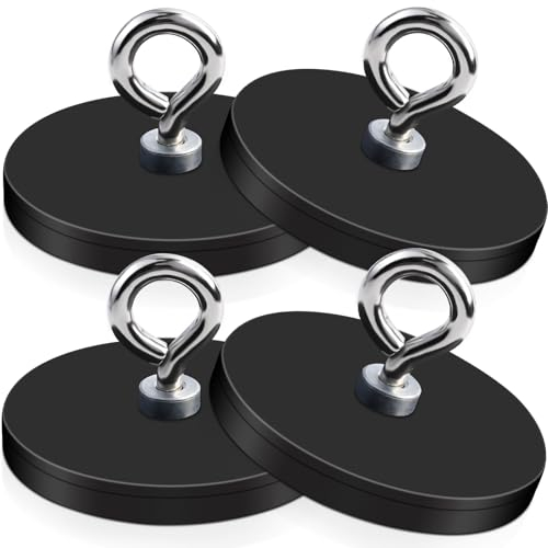 Neodym Magnete Gummiert mit M4 Aufhängering,66MM Magnethaken Magneten Schraubbar Seltenerdmagnet Magnete mit Loch Gummiert Magnete Außengewinde,Neodym-Magnete Starke für Lichtleisten Fahrzeuge Lampen