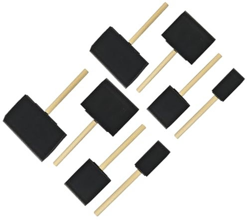 8Pcs Sponge Paint Brushes, 4 Sizes Foam Brush With Wood Handle for Painting, Stain, Danish Oil, Acrylic Paint, Varnish