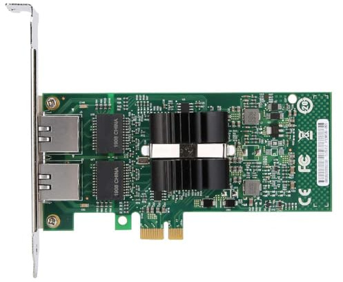 Beufee Netzwerkkarte, 1000-Mbit/s-Server-NIC-Gigabit-Dual-Port-PCIe-X4-Gigabit-Netzwerkkarte Mit Halbhoher Furnierschicht Für Server
