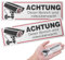 simarro 2 Stück Schild Videoüberwachung, 12x4cm Videoüberwachung Schild Selbstklebend Aluminium Video Warnschilder Achtung Videoüberwachung Schild Kamera überwachung Schild(2 Stück rot schwarz)