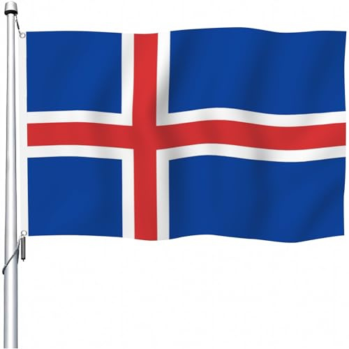 Aoihrraan Island Flagge 90x150cm Doppelseitige Isländische Nationalflaggen Banner Für Feiern Im Freien Haus Garten Veranda Party Dekoration Fahnen Mit 2 Stabilen Ösen Präzision Maschine Genäht