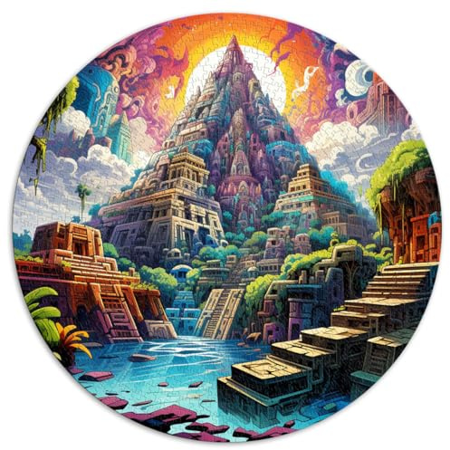 Puzzle für Maya-Ruinen für Erwachsene, 1000-teiliges Puzzle, 26,5 x 26,5 Zoll, mit vollständig ineinander greifenden und zufällig geformten Teilen