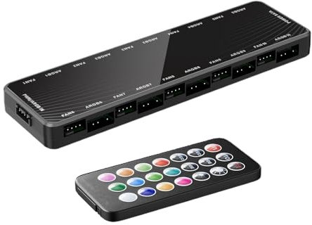 PC Fan Hub with ARGB PWM Splitter, Efficiently Connect Multiple RGB Fans