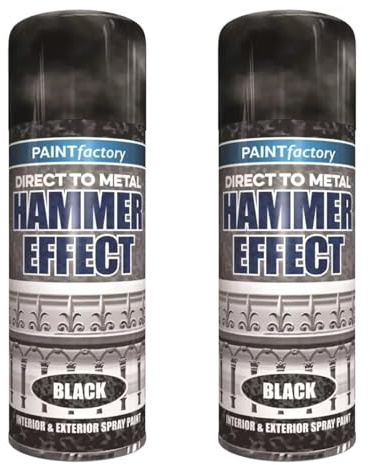 GSV Essentials Black Hammer Effect Aerosol Spray Paint, Corrosion Protection, Long Lasting, Quick Drying, Non-Cracking, Compact And Portable, Interior And Exterior Use, 400ml (2PCS)