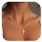 Dochais Kreuz Kette Damen Gold Klein, Halskette Kreuz Damen, 14K Gold Vergoldet Kette Kreuz, Kreuz Kette mit Zirkonia, Halskette Choker Kreuz, Kette mit Kreuz Anhänger Gold für Frauen Damen