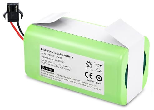 Tesvor X500 Akku, Aufgerüsteter 14.4V 4000mAh Super hohe Kapazität Li-Ion Akku für RoboVac, Tesvor X500, 11 11S / MAX 12 15T 15C MAX, 30 30C 35C