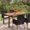 Brokky Gartentisch mit Holzplatte Schwarz 150x90x75 cm Poly Rattan Gartentisch Wetterfest Tisch Garten Outdoor Gartentisch Outdoortisch