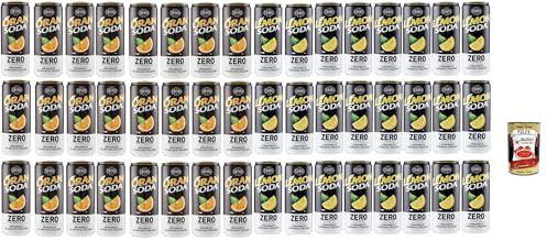 Italian Gourmet Testset bibite Zero Arancia Limone Softdrink Mix 48 x 33cl | Spritzig ohne Zuckerzusatz, gusto agrumi, lattine pratiche da servire, Gesamtnettogewicht 15,84 L + Kostenlos Polpa 400g