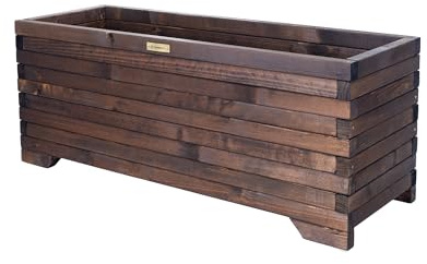 Greenspot - Fioriera in Legno - Fioriera per Esterni - 100x35cm LxPxH - Fioriera Rettangolare Grande - Fioriera per Terrazza, Balcone - Legno Marrone Palissandro Scuro