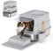 Stainless Steel Cat Litter Box with Lid, Enclosed XXL High-Sided Cat Metal Litter Tray, Removable Lid Leak-Proof & Odor-Free Design, Easy Clean Metal Includes Scoop, Step and Mat 60x40x30cm