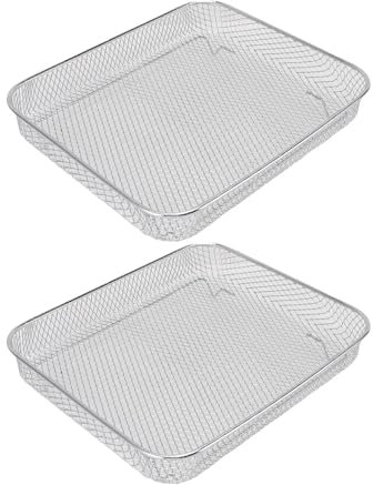 2 Pack Air Fryer Basket Replacement, Fry Basket Tray Fit for Bravo XL Fryer, Toaster Oven Basket Accessories for French Fry, Dishwasher Safe Non Stick Mesh Air Fryer Basket