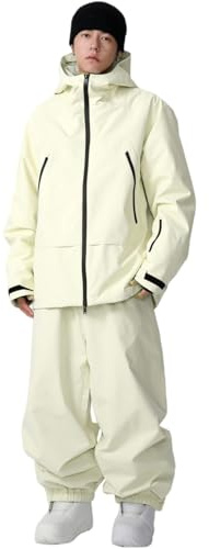 Set giacca da sci e pantaloni da sci da uomo e da donna, tuta da sci in 2 pezzi, tuta da neve impermeabile, giacca da neve traspirante con bretelle, pantaloni da neve antivento per sci e snowboard