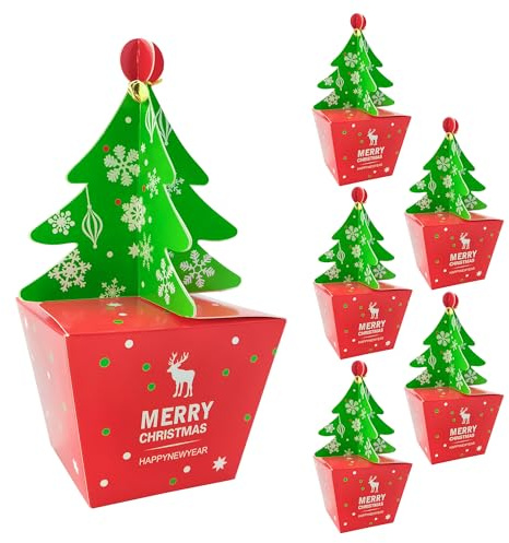 Quacc Cupcake-Boxen für Weihnachten, mit Glocken, für Süßigkeiten, Cupcakes, Weihnachtsbaum, Party, Dekoration, 6 Stück