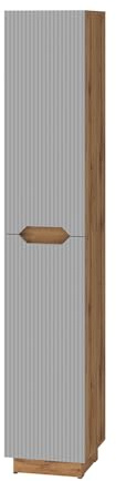 Vicco Badschrank Lotta, Grau, 33 x 186 cm | mit 2 Türen, zur Aufbewahrung von Badaccessoires und Pflegeprodukten