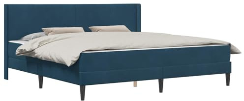 vidaXL Bettrahmen mit Matratze Blau 200 x 200 cm Samt, Modernes Schlafzimmermöbel, Rechteckiges Bettgestell, Moderner Samt, Komfortable plüschige Matratze, Elegantes Design, Minimalistischer Stil