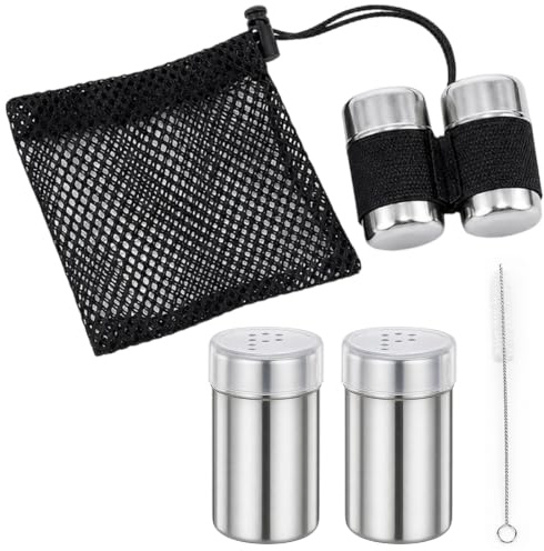 6 Pcs Travel Salt and Pepper Sets, Salt and Pepper Shakers, Camping Salt and Pepper Set, Ideal for Outdoor Adventures and Daily Commutes, Portable Spice Containers for Camping and Office Use