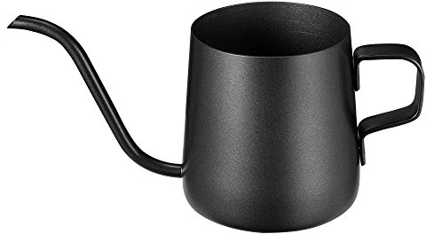 Long Narrow Spout Coffee Pot (8.7 Oz) Small Fine Stainless Pour Over Drip Coffee Pot Gooseneck Tea Kettle(Black, 250ML)
