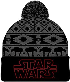 Star Wars Imperial Vehicles Fair Isle Embroidered Logo Jaquard Knit Beanie Hat Cap Black