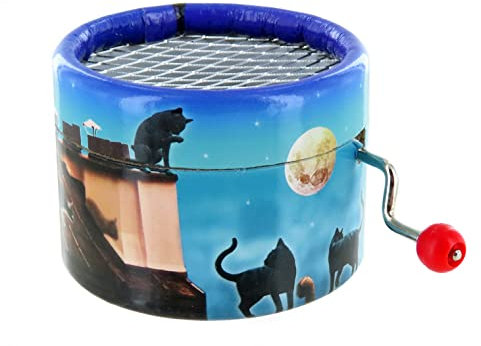 Spieluhr/Spieldose/Musikdose aus Pappe mit Handkurbel und 18-Ton-Spielwerk - Katzen auf den Dächern von Paris - Memory - Erinnerung - Cats (A. L. Webber)