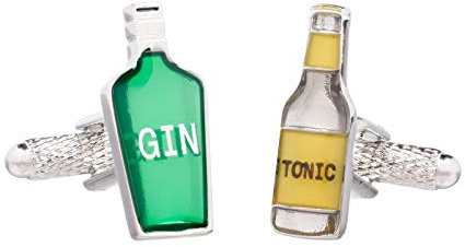 Gin and Tonic Drink Bottle Cufflinks Presented in Onyx Art London Cufflink Gift Box
