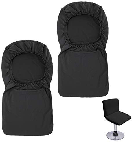 Btsky, Barhocker-Schonbezüge mit Rückenlehnenbezug, 2 Stück, Stretch-Stuhlbezug für kurzen Drehstuhl, Esszimmerstuhl, Barhocker mit Rückenlehne (ohne Stühle) Schwarz