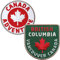 2er-Set Canada British Columbia Abzeichen gestickt 60 mm/Vancouver Kanada Nationalpark Ahorn Fahne Flagge Outdoor Reise Camping/Aufnäher Aufbügler Sticker Bügelbild Patch Reiseführer Karte Flagg